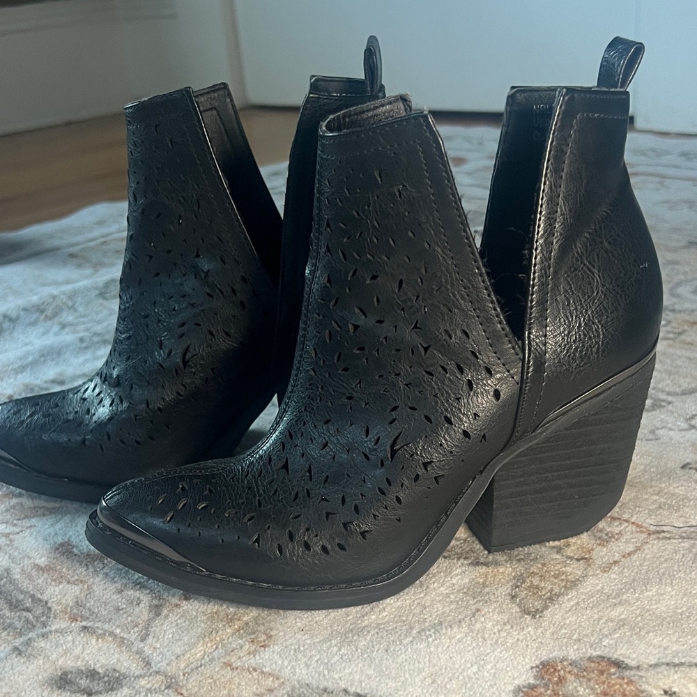 Not Rated Black Perforated Ankle Booties